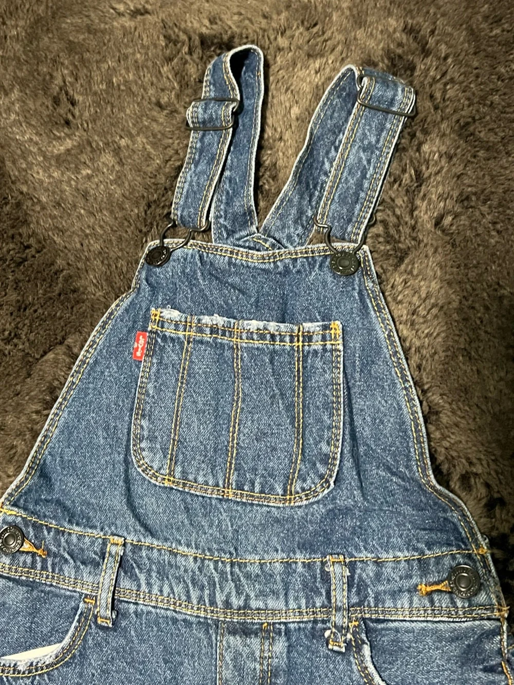 Levi's Kids Blue Denim Shortall Overalls Size XS 5/6